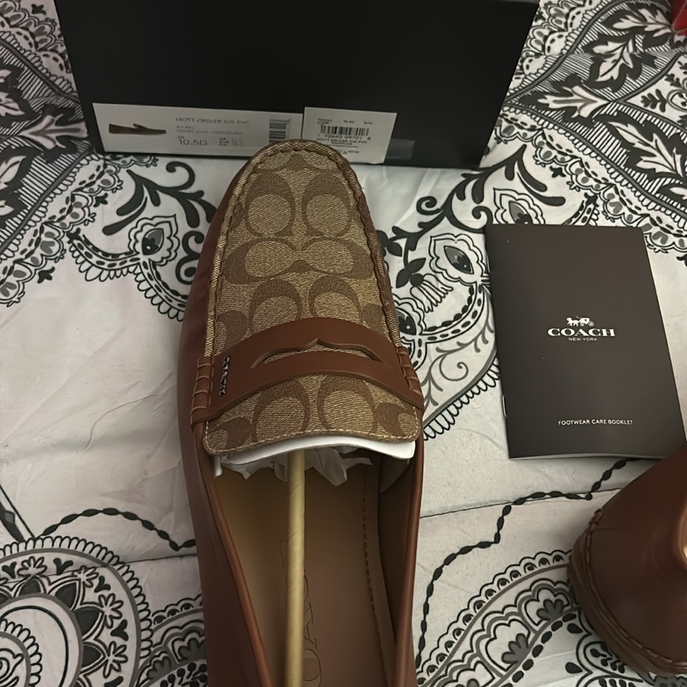 Brand New Men Size 10.5 Coach Leather Loafers Brown - Picture 5 of 7